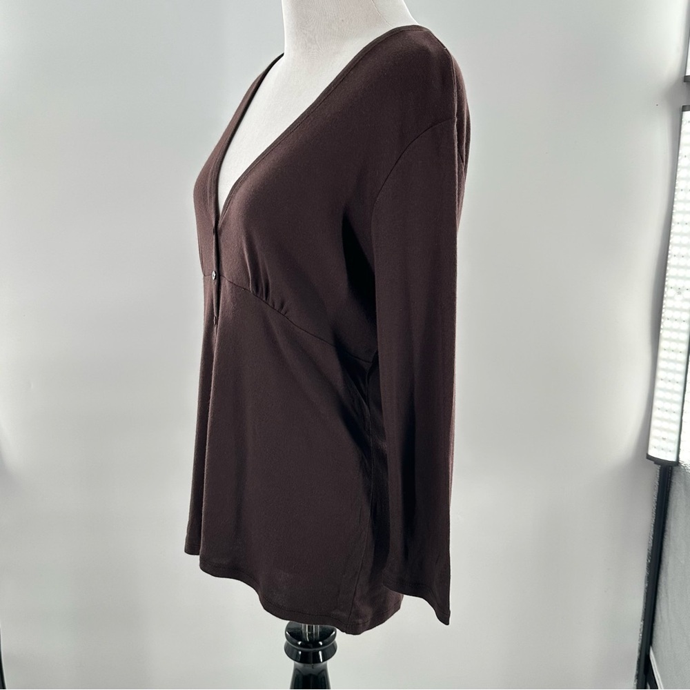 Talbots sweater size S brown 55% Pima cotton v-neck cardigan vintage y2k 2000s - Picture 7 of 11